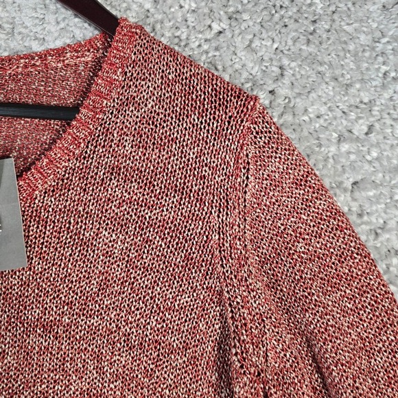 J. McLaughlin Metallic Linen Sweater Womens XL Red Holiday Shine Pullover Knit - Picture 3 of 12